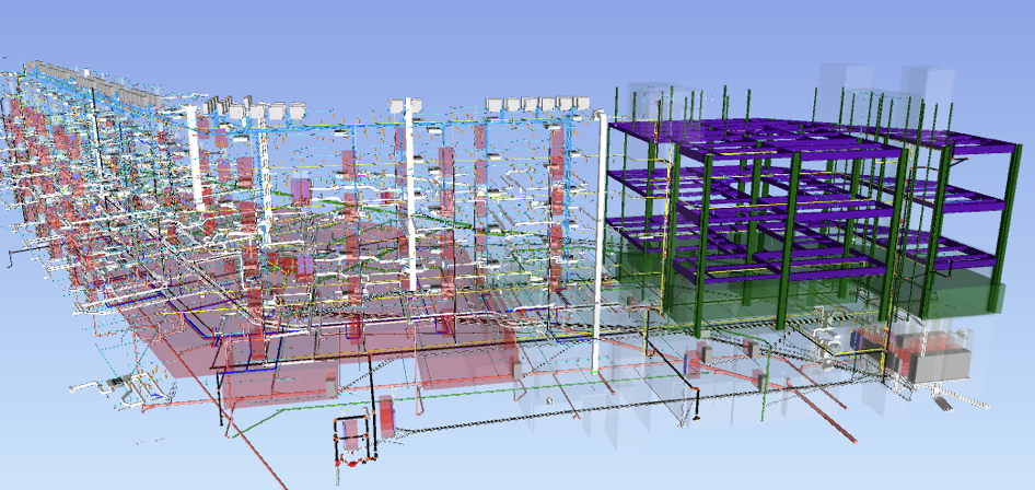 Skyline Mixed-Use Building 3D BIM Model Steel Plumbing Coordination